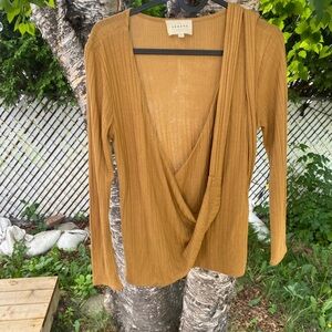 Sezane Ribbed Wrap Top